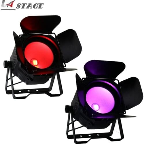 Free Shipping 2pcs/lot DJ LED Stage Lights 200W 6 in 1 RGBWA UV COB Lamp Par LED With Barn Door