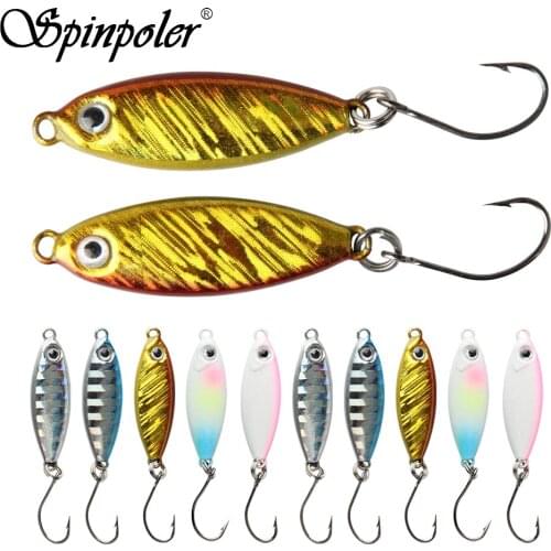 Spinpoler 2pcs Jigs Fishing Lures Sinking Metal Spoons Micro Jigging Bait Reflective Spoon Lure Casting Spinning 3.3g/5.8g