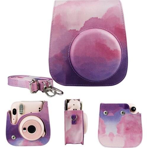 Dream Cloud Camera Case For Instax Mini 11 Camera PU Leather Instant Camera Shoulder Bag Protector Cover
