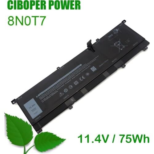 CP Original Laptop Battery 8N0T7 11.4V 75Wh For XPS 15-9575-D2605TS For XPS 15 9575 i5-8305G Precision 5530 2-in-1 TMFYT 8NOT7