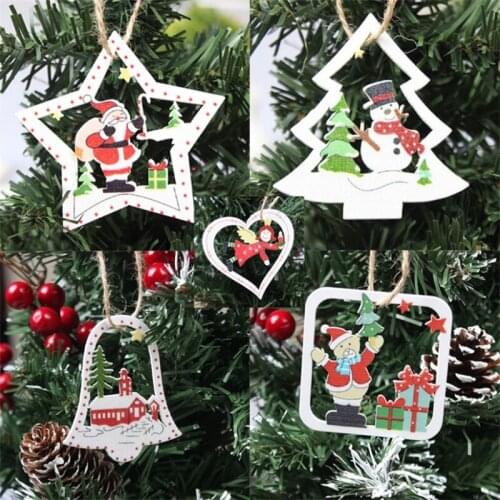 Wooden Christmas Ornaments For Home Decoration Xmas Tree Xmas Hanging Pendants Decor Creative Cartoon Home Decoration Pendant