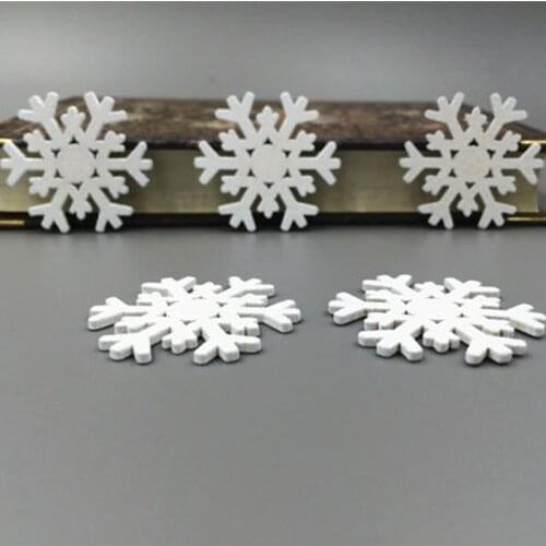 DIY 100pcs Wooden Embellishments Scrapbooking Christmas Snow Pattern 36mm
