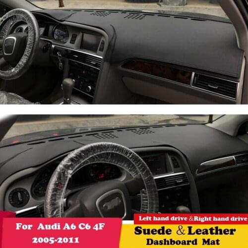 For Audi A6 C6 4F 2005 2006 2009-2011 S-line Leather Dashmat Dashboard Cover Sunshade Protect Carpet Dash Mat Accessories Suede