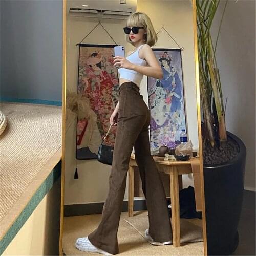 Retro Jeans Women Artistic Vintage Denim All-Match Slim Bf Girls Pure Trousers Flare Brown 3xl Ulzzang Aesthetic Mom Popular New