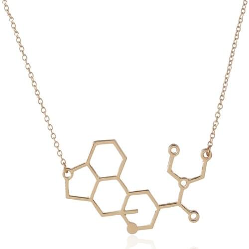 Everfast 1pc LSD Lysergic Acid Diethylamide Molecule Science Necklace Chemistry Structure Jewelry For Women