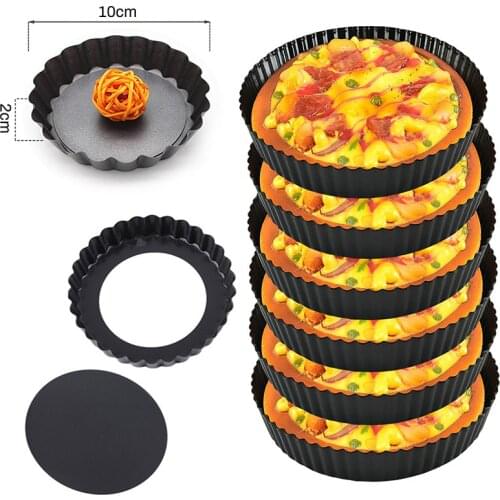 Round Mini Pie Muffin Cupcake Pans Non-Stick Quiche Flan Pan Molds Pie Pizza Cake Mold Removable Loose Bottom Bakeware Tool