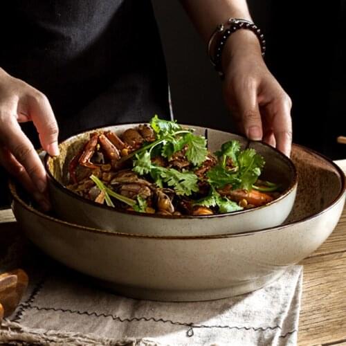 Ceramic soup bowl soup bowl household large sauerkraut fish bowl boiled fish dry pot large bowl hotel restaurant tableware comme