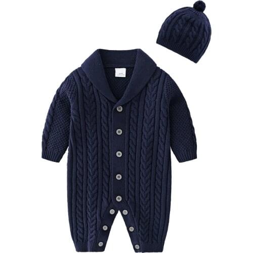 Baby Boys Jumpsuits Autumn&Winter Newborns Sweater Onesie One Pieces Long Sleeve Infants Jumper Warm Knitted Girls/Boys Rompers
