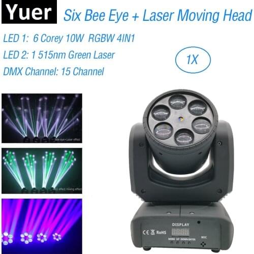 Six Bee Eye Laser Show Light 6X10W RGBW 4IN1 Beam Moving Head Lights Dj Laser Dance Projector For Disco Light Music Party Lights