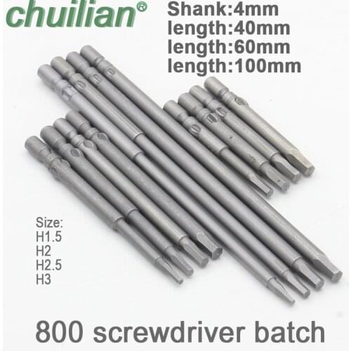 Magnetic Hexagon Screwdriver Bit S2 Steel 800 4mm Round Shank Screwdrier Drive Power Drill Bit 40mm 60mm 100mm