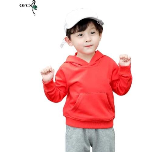 Fashion Kids Hoodies Childrens Cotton Sweatshirt Boys and Girls Hooded Fleece Toddler Pure Color Long Sleeve Selling Sportswear