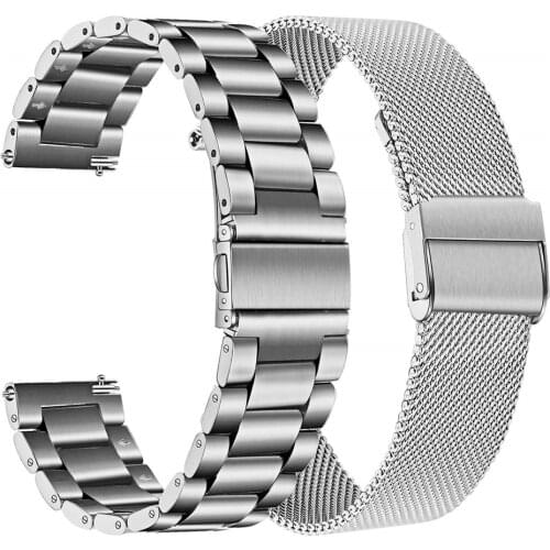 Watchband sets for galaxy watch 46mm/active 2 40mm 44mm band 20mm 22mm Mesh milanese Stainless Steel strap for gear s3 bracelet