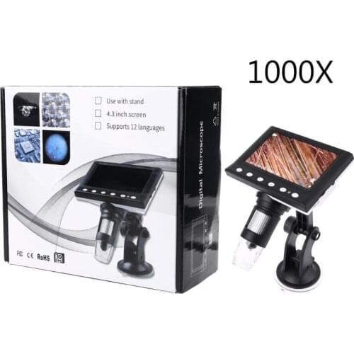 2021 New 1000X Digital Microscope Magnifier Video Camera 4.3" LCD Rechargeable Microscope