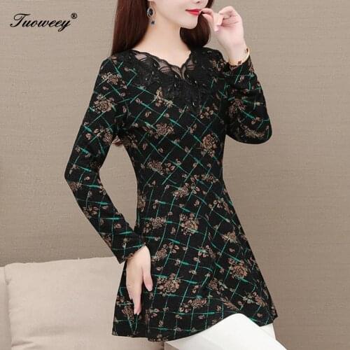 New Arrival Fashion autumn style long sleeve floral casual Shirt Female Casual see through Plus Size elegant Printed Blouse