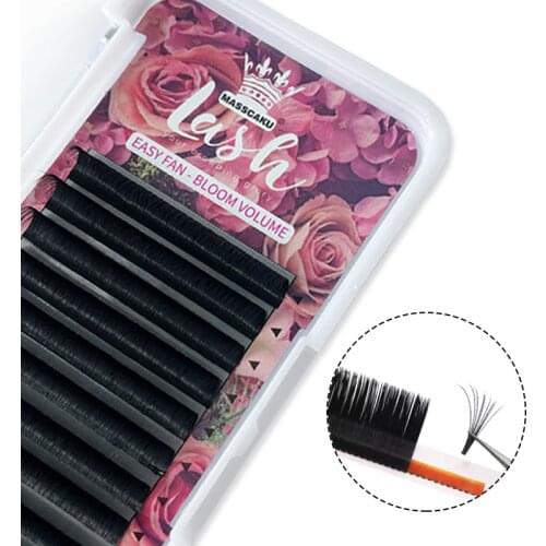 Wholesale C/D Curl 8-20mm Premium Natural Matte Auto Fans Fast Bloom Flowering Eyelash Extension Camellia Lashes Fans for Makeup