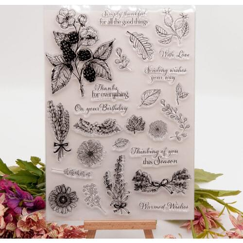 Leaves Flowers Clear Stamps for DIY Scrapbooking Card Transparent Stamp Making Photo Album Paper Crafts Template Handmade Decor