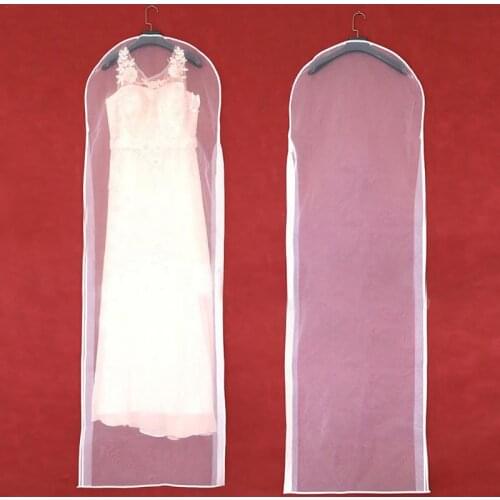 New Double-sided Transparent Tulle Crystal Yarn Wedding Bridal Dress Dust Cover with Zipper for Home Wardrobe Gown Storage Bag