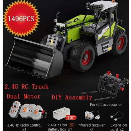 1469pcs DIY Assembly Loader Truck Building Blocks High Speed 2.4G RC Truck Dual Motor Forklift Lifting Full-Function Bricks Toys