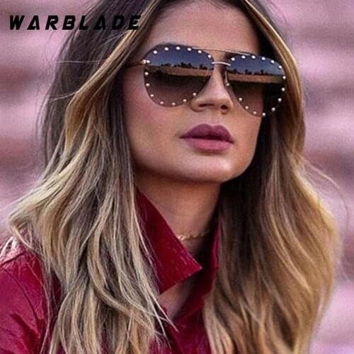 WarBLade Ladies Metal Half Frame Sunglasses Red Women Personality Rivet Glasses Brand Designer Eyewear Shades UV Protection