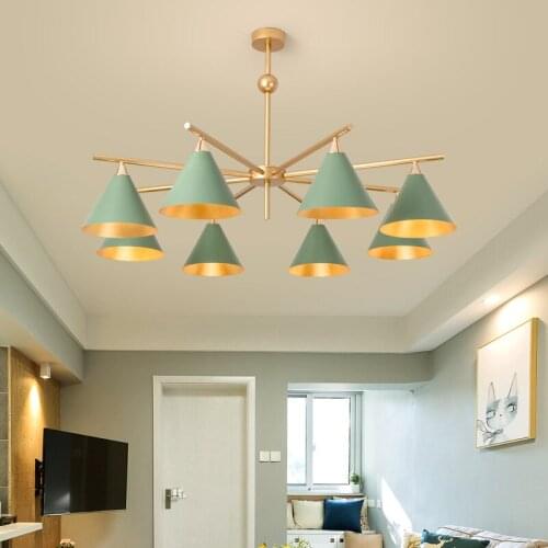 Modern Living room chandelier American light fixture decoration Indoor lighting LED E27 AC 85-265V Yellow Green White Golden