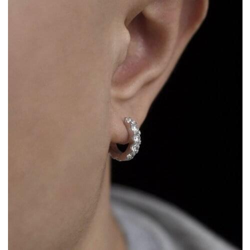 Iced Out Bling Minimal Delicate Classic Girl Women Men Jewelry Multi Piercing Clear CZ Geometric Mini Small Huggie Hoop Earring