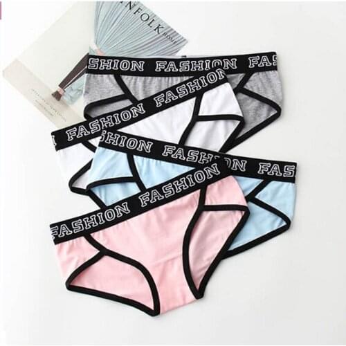 3PCS Lady Cotton Underwear Sports Briefs Women Cotton Broadside Panties Girls Briefs Sexy Lingerie Intimates Plus size Underwear