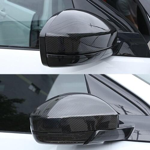 Carbon Fiber Texture 1 Pair Car Wing Rear View Mirror Cover Trim Cap Frame Bezel ABS fit for Range Rover Velar 2017 2018
