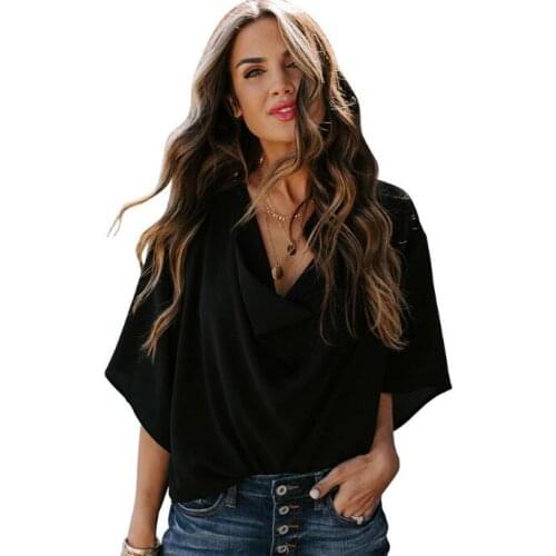 Womens ladies Chiffon Shirt Short Sleeve Shirt