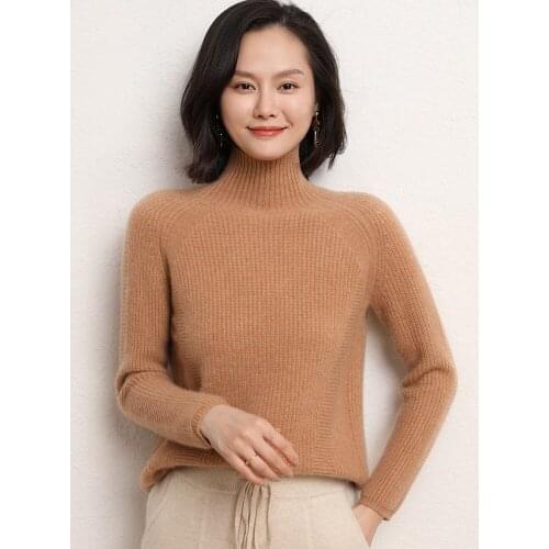 Cashmere 2020 autumn and winter new womens Korean loose lazy wind high collar thickened sweater backing sweater