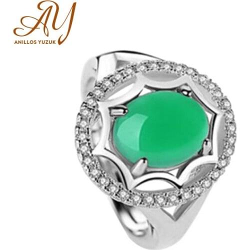 Anillos Yuzuk Vintage 100% 925 Sterling Silver Chalcedony Gemstone Wedding Engagement Wedding Ring For Women Gift Fine Jewelry