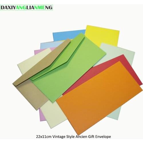 100Pcs/lot 22x11cm Vintage Style Ancien Gift Envelope Pack Office School Supply Kraft Paper Envelopes No.5 europe style