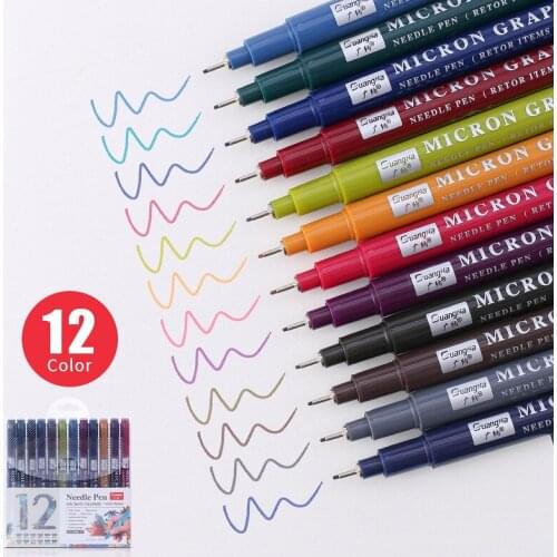 12 Colors Hook Liner Needle Pen Retro Color Markers Anime Drawing Sketching Pens Design Manuscript Pen Graffiti Pen Art Supplies