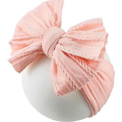 16pcs/lot Cable Knit Nylon Baby Head Wrap Top Knot Bow Headband Baby Girl Hair Bows