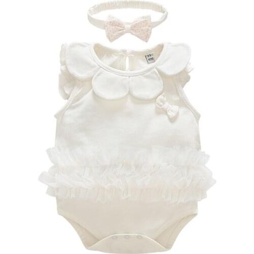 2018 Newborn Baby Girl Summer Romper +headhand 2pcs Baby Girls cotton hight quality Jumpsuit Clothes Outfits