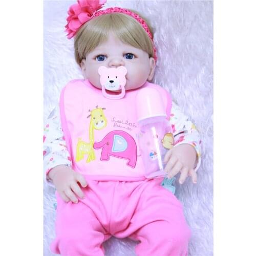 23inch Full silicone reborn baby dolls Toy Baby-Reborn lifelike modeling vinyl newborn bathe princess toddler Brinquedos toy