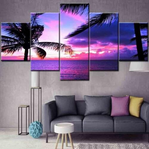 5 pieces of landscape simple poster background wall bedroom home decoration frameless printing canvas hanging painting core
