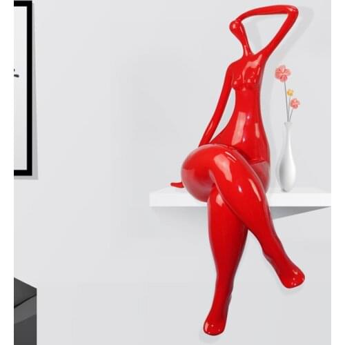 Abstract Fat Lady Figure Art Sculpture Decoration Girl Figurine Thinker Statue Creative Resin Crafts Home Decorations R4451