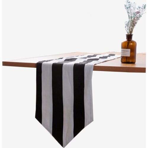 Black and White Stripes Table Runners Modern Simple Home Hotel Coffee Wedding Decoration Linen Table Runner Runner Da Tavolo