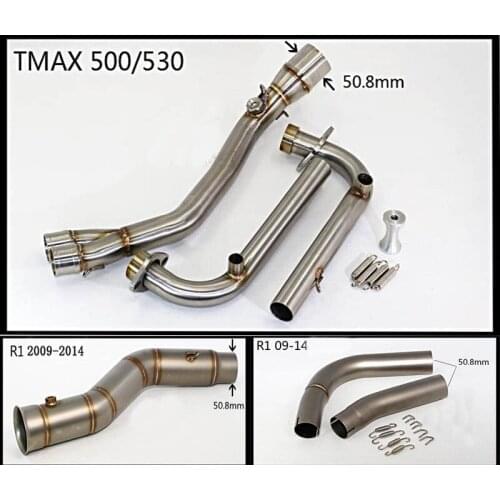 For Yamaha TMAX 500 530 YZFR1 2009-2014 YZF R1 TMAX500 TMAX530 Motorcycle Exhaust Muffler Middle Mid Link Pipe Stainless Steel