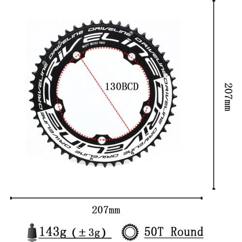 DRIVELINE CNC 50/53/54/55/56/58T road bike TT chainring 9/10/11S 130BCD