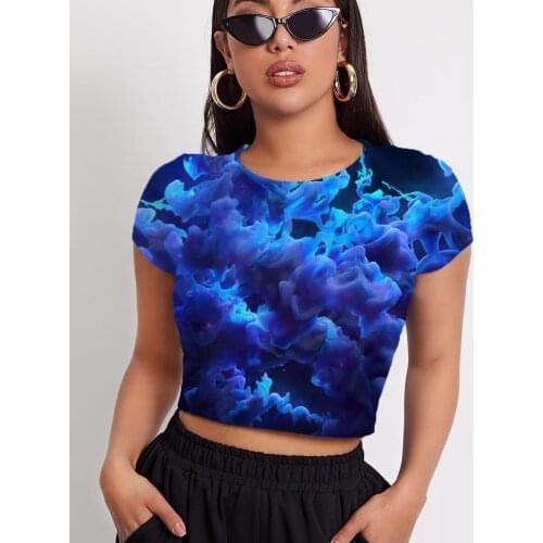3d Tshirt Graffiti T shirt Women Dark Blue Shirt Print Psychedelic T-shirts 3d Abstract Tshirts Casual Womens Clothing Hip Hop