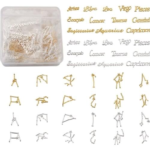 6sets/Box Alloy Cabochons for DIY Crystal Epoxy Resin Material Filling 12 Constellations 12pcs/set 2 colors