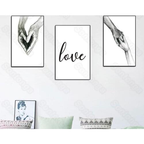 Nordic Style Sketch Painting Hand In Hand Than Heart Decoration Painting Bedroom Room Decoration Decoration Wall Sticker