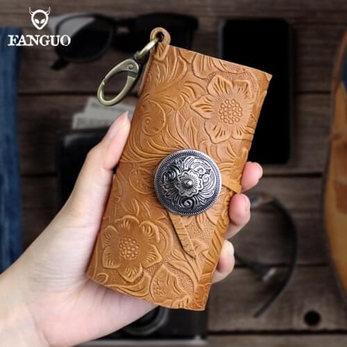 Classic Key Wallet Genuine Leather Key Holder Bag Handmade Housekeeper Keychain Keyring keys organizer pouch