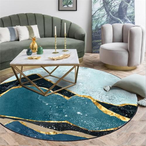 Living Room Carpet Abstract Blue Green Landscape Pattern Round Area Carpet Bedroom Living Room Table Mat