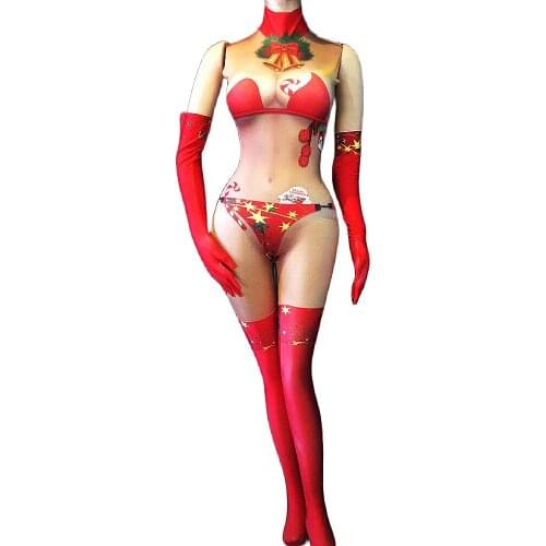 Christian Bella Festival Sleeveless Skinny Elastic Women Bodysuit Nightclub Singer Pole Dancing Stage Wear Evening Prom Costumes