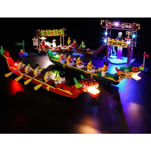 Led Light Set For 80103 Dragon Boat Race festival series Blocks ,DIY decorate for childrens toys(led light only,no blocks)