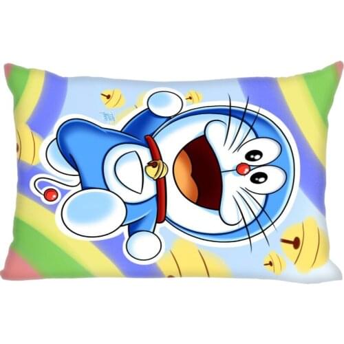 Doraemon Anime Pillow Cover Bedroom Home Office Decorative Pillowcase Square Zipper Pillow cases Satin Soft Fabric Child Gift