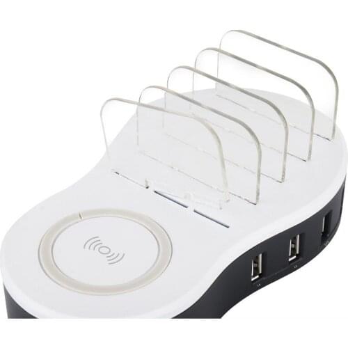 New Smart 4port USB charger plus intelligent wireless cellphones charging station desktop chargers holder for xiaomi iphone