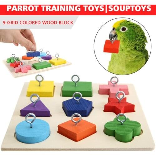 Pet Educational Toys Birds Parrot Training Wooden Block Toy Bird Supplies DIY Toy Accessories